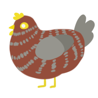 Brick, a russet and ash chicken with a bar pattern
