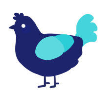 Manuela Dominguez, a navy and aqua chicken