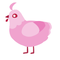 A pink chicken with a head pattern