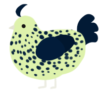 A apple and tumblr chicken with a speckle pattern