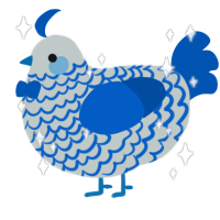 Ceramic, a silver and ultramarine chicken with a lace pattern