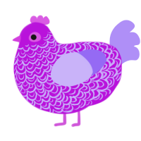 regal, a amethyst and lilac chicken with a double-lace pattern
