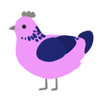 Messier 17, a lavender and navy chicken with a neck-speckle pattern