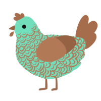 A mint and brown chicken with a double-lace pattern