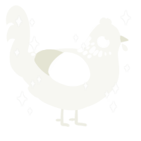 Calamity, a white chicken with a neck-speckle pattern