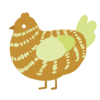 Gilderoy, a gold and lemon chicken with a bar pattern