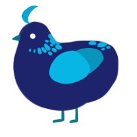 A navy and cerulean chicken with a neck-speckle pattern