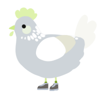 A mist and white chicken with a neck-speckle pattern