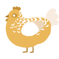 egg salad, a honey and cream chicken with a half-lace pattern