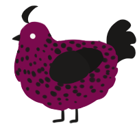 Velvet, a wine and sable chicken with a speckle pattern