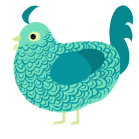 A mint and teal chicken with a double-lace pattern