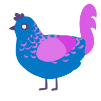 A sapphire and orchid chicken with a half-lace pattern