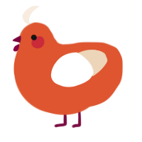 A vermilion and cream chicken