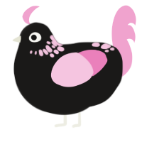 Ghostwalker, a sable and pink chicken with a neck-speckle pattern