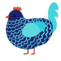 stick, a navy and aqua chicken with a lace pattern