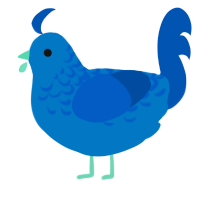 (unnamed), a sapphire and ultramarine chicken with a half-lace pattern