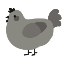 concrete block, a ash and grey chicken
