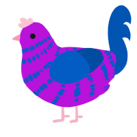 A amethyst and ultramarine chicken with a bar pattern