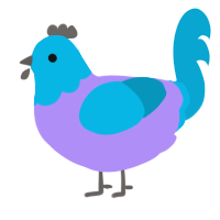 John, a lilac and cerulean chicken with a head pattern