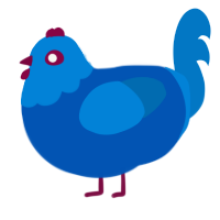 A ultramarine and sapphire chicken with a head pattern
