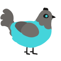 P03, a aqua and grey chicken with a head pattern