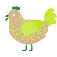 Sprout Sandwich, a beige and lime chicken with a speckle pattern