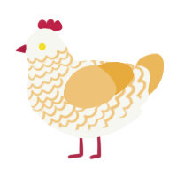 A white and honey chicken with a lace pattern
