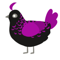 Pothica, a sable and plum chicken with a half-lace pattern