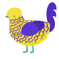 (unnamed), a yellow and indigo chicken with a lace pattern
