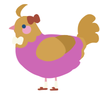Ana, a orchid and gold chicken with a head pattern