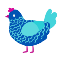 Voltage, a ultramarine and aqua chicken with a lace pattern