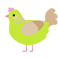 A lime and beige chicken with a neck-speckle pattern