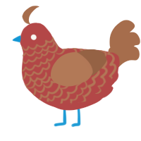 Brown Ahh Apple, a red and brown chicken with a lace pattern