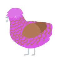 A orchid and brown chicken with a lace pattern