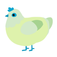Limeade, a apple and gluppy chicken with a head pattern