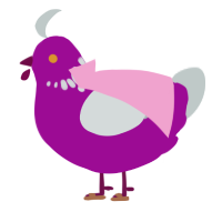 A plum and silver chicken with a neck-speckle pattern