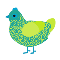 Kelp, a turquoise and lime chicken with a double-lace pattern
