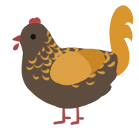 A bark and orange chicken with a half-lace pattern
