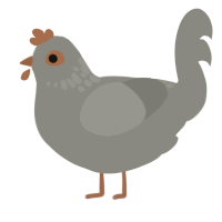rusty pipe, a ash chicken with a neck-speckle pattern