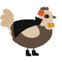 Eurydice, a bark and beige chicken with a head pattern
