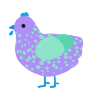 A lilac and mint chicken with a speckle pattern