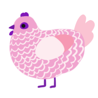 A pink and rose chicken with a lace pattern