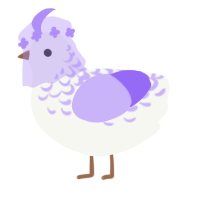 Oleander, a white and lilac chicken with a half-lace pattern