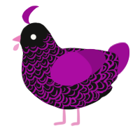 Tenet, a black and plum chicken with a double-lace pattern