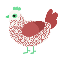 A white and red chicken with a double-lace pattern