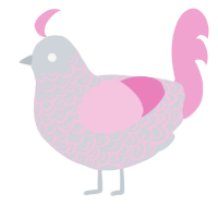 Elaine of Astolat, a mist and pink chicken with a double-lace pattern
