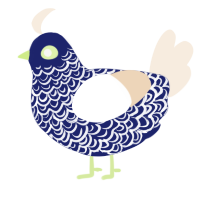 Thalia, a navy and cream chicken with a double-lace pattern