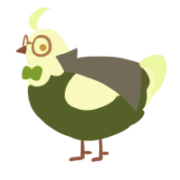 ambroise, a olive and apple chicken with a head pattern