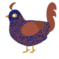 Sunrise, a navy and russet chicken with a double-lace pattern