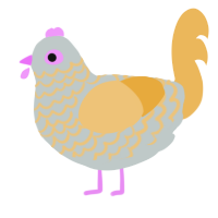 A silver and honey chicken with a lace pattern